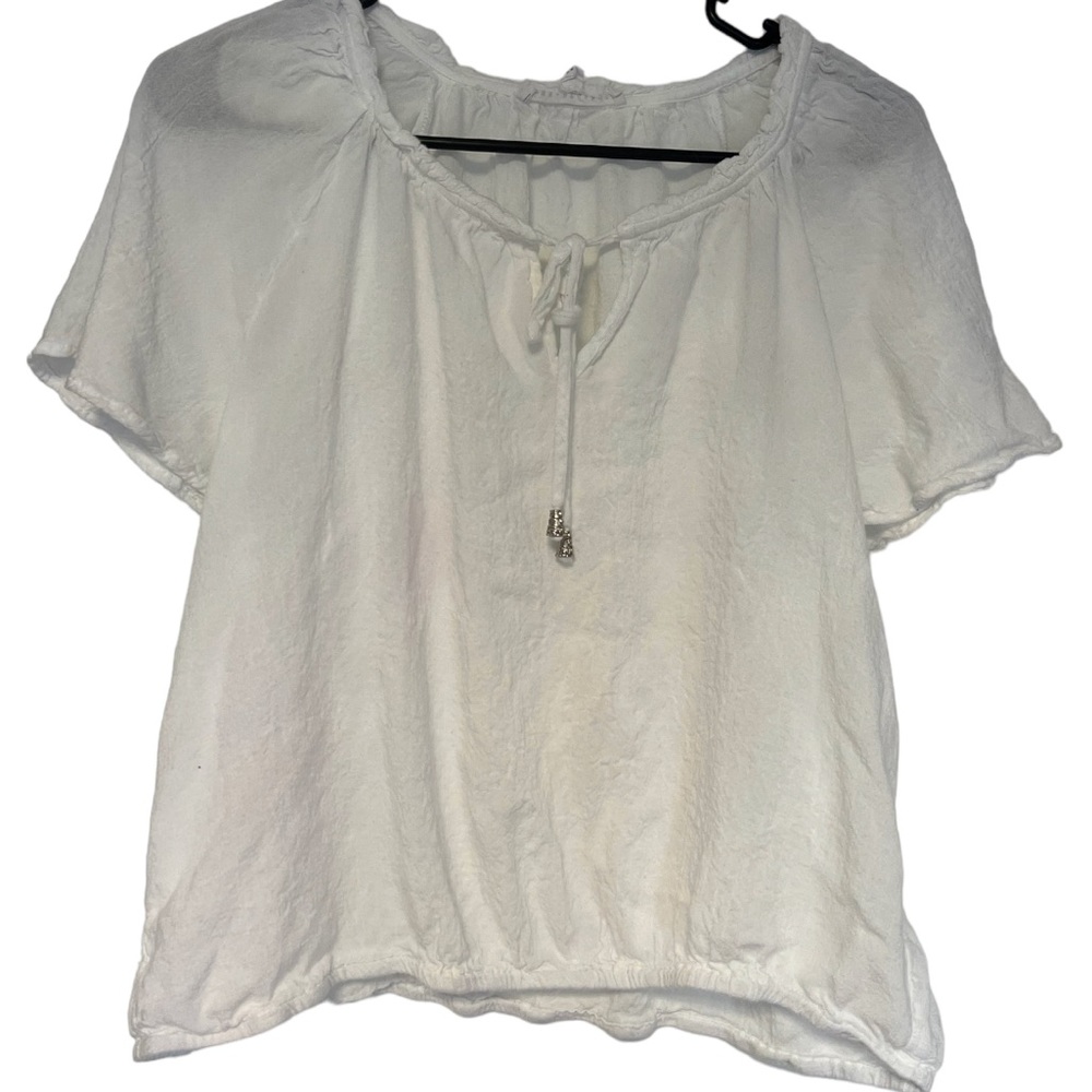 Jane & Delaney Tunic Boho Flowy Sheer Short Sleeve With Tassel Detail XL Summer